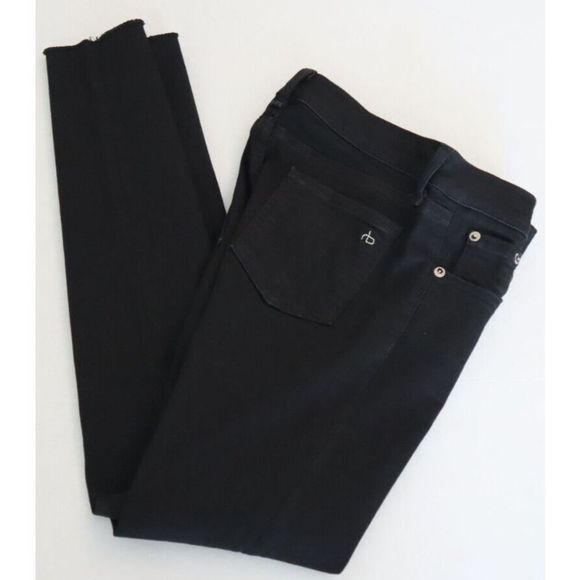 Rag & Bone Women's Sz 27 Black Raw Hem Mid-Rise Ankle Skinny Denim Jeans $195 - Picture 8 of 11